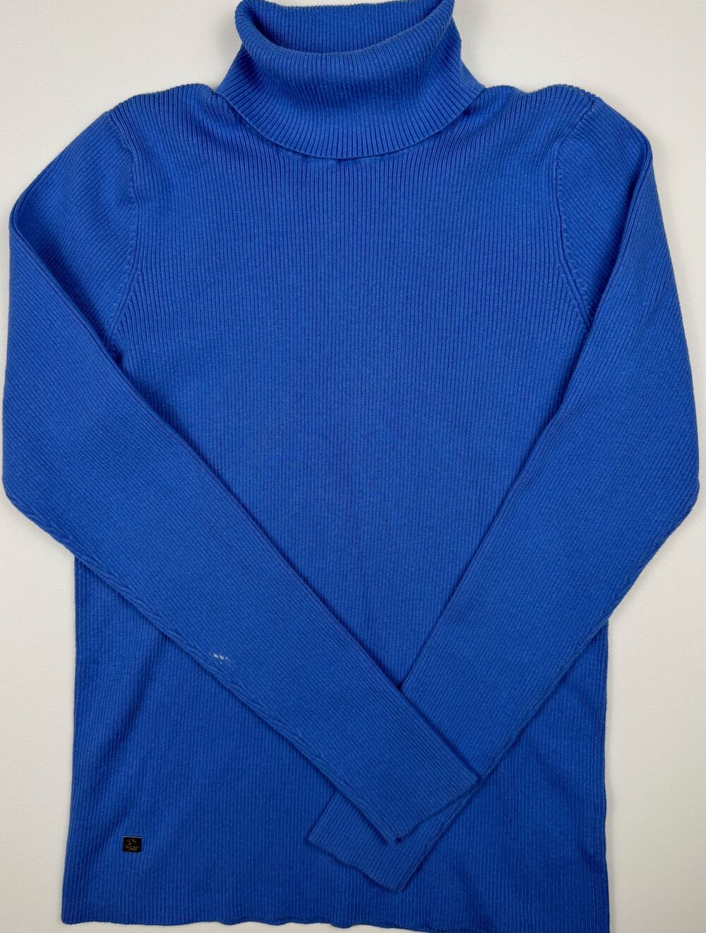 Lauren Ralph Lauren Women’s L Royal Blue Ribbed Turtleneck Sweater LRL Logo